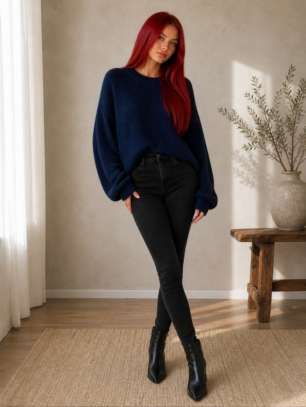 Madewell XL Oversized Ribbed Crewneck Sweater NWT Dark Indigo Cozy Chic